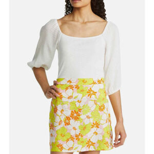 Sanctuary Top Women's XS White Cotton Remix Puff Sleeve, Peasant